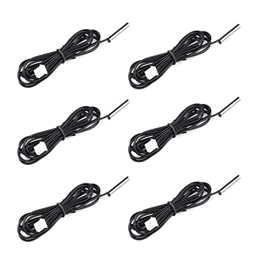 Image of KOKISO 10K 3950 Ohm NTC Thermistor Temperature Sensor Probe, Stainless Digital Thermal Sensor Probe Cable Length 1M with XH2.54-2P Plug for Air Conditioner (Pack of 6) (10K/1m(Stainless Digital))