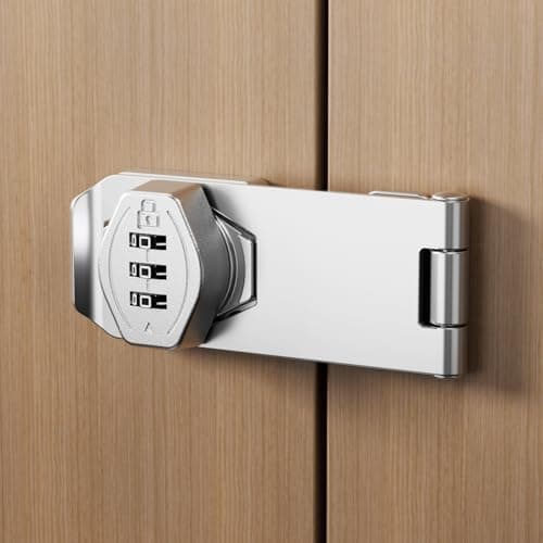 Image of ETEKJOY Keyless Cabinet Lock 3-Digit Password Combination Code Hasp Latch Lock Twist Knob Wooden Drawer Cupboard Locker Gun-Safe Closet Box (Silver, 4 inch)
