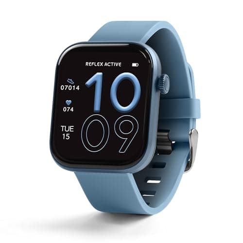 Image of Reflex Active Series 40 Amoled Smart Watch for Women Men with Dual-Time, Make/Answer Calls, Sleep Monitor, Sports Modes, Cycle Tracking, Step Counter and Denim Blue Silicone Strap for iOS Android