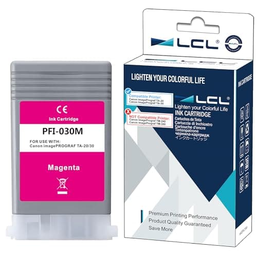 Image of LCL Compatible Ink Cartridge PFI030 PFI-030 PFI030M PFI-030M (1Pack Magenta) Replacement for Canon ImagePrograf TA-20 ImagePrograf TA-30