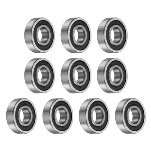 Image of sourcing map 10pcs 697-2RS Bearing 7x17x5mm, Chrome Steel Double Rubber Seals Miniature Bearing, Lubricated Deep Groove Ball Bearings, P6 (ABEC 3)