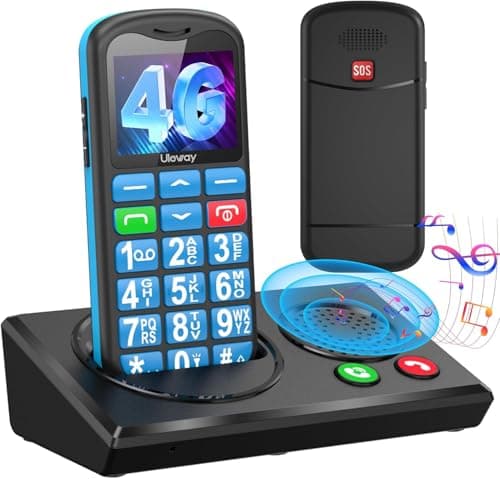 Image of CHAKEYAKE Mobile Phone For Elderly, 4g Big Button Basic Phone With Bluetooth Speaker Charging Station, Large Volume, Sos Emergency Button, Speed Dial, 1000mah Battery,Torch, 1,77" Color Display, Blue