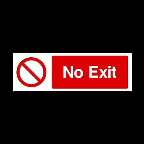 Image of No Exit Plastic Sign with double sided fixing tape - Staff Only/Authorised/Keep Out/Beyond this point (MISC64)
