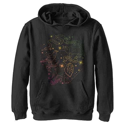 Image of Harry Potter Deathly Hallows Constellations Childrens Hoodie, black, L