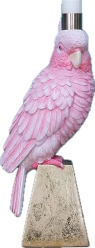 Image of Textured Detailed Resin Pink Parrot Single Dinner Candle Holder | Tropical Birds