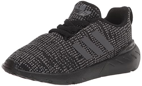 Image of adidas Originals Kids Swift Run 22 Sneaker, Core Black/Grey/White (Elastic), 7 US Unisex Toddler