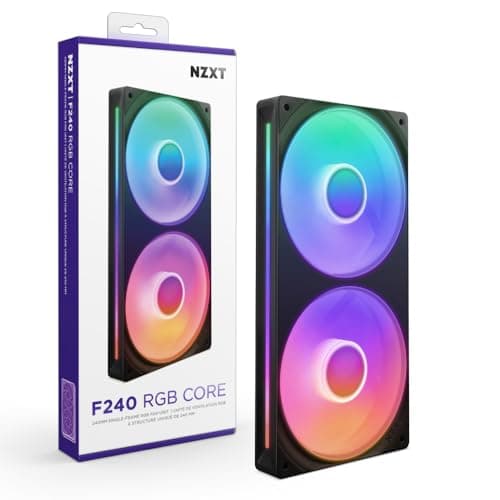 Image of NZXT F240 RGB Core - 240mm Single-Frame Fan Unit with 2 x 120mm RGB Fans - Speed & Lighting Control - High Static Pressure & Airflow - Fluid Dynamic Bearings - 8 aRGB LEDs Per Fan - Black
