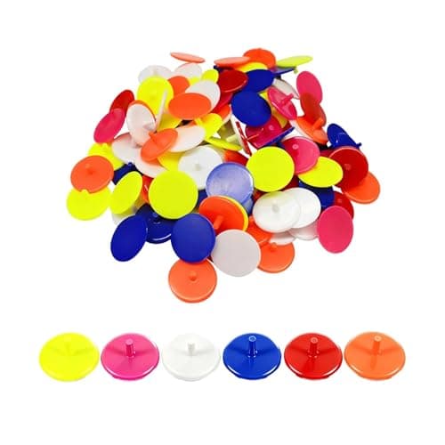 Image of Zhixan 80Pcs Golf Ball Markers, Plastic Flat Round Position Markers for Putting Green, 24mm/0.94", Bright Multicolor, Durable & Portable Golf Training Accessories