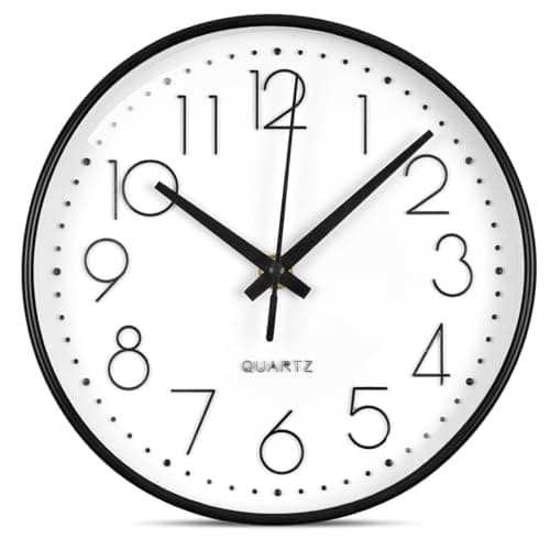 Image of Aolso 8 inch Wall Clock,Silent & Non Ticking Quartz Wall Clock,Battery Operated clocks for Living Room,Bedrooms,Kitchen,School,Office (8 inch-White background