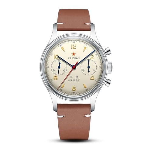 Image of SEA-GULL 1963 International Edition,ST1901 Movement,Men's Mechanical Wrist Watches,Aviation Chronograph Pilot Watch,37.4mm,Manual Winding (Brown)