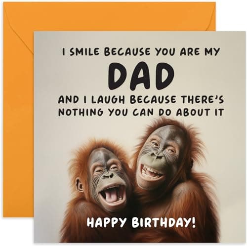 Image of Funny Birthday Card for Dad - 'Nothing You Can Do About It' Chimp Birthday Card for Him - Hilarious Birthday Card from Son Daughter - Gift for Him - Blank Inside