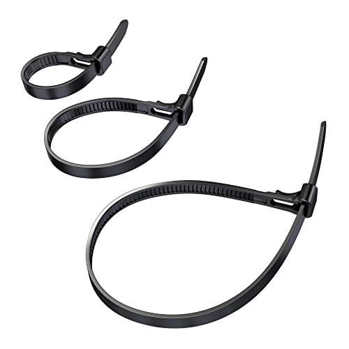 Image of Cable Ties Reusable with Extra high tensile Strength – (Black Cable Ties Reusable for Heavy Duty and Sustainable Usage, Flexible Cable Management) – 3x40 Pieces, 100, 150, 200mm x 7.4mm KabelDirekt