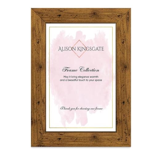 Image of Alison Kingsgate Modern 9X6 Rustic Oak Picture Frame - Engineered Wood Photo Frame with Shatterproof Perspex Front - Ideal for Posters, Certificates & Artwork - Wall Mount or Tabletop Display