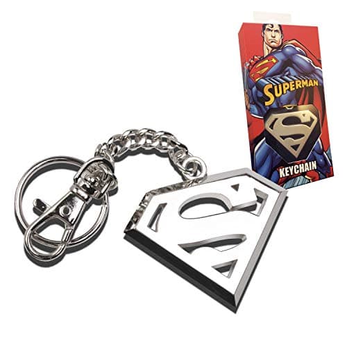 Image of The Noble Collection DC Comics Superman Logo Keychain In Stainless Steel - 5in (13cm) Superman Sigil Film Set Movie Props Gifts Merchandise