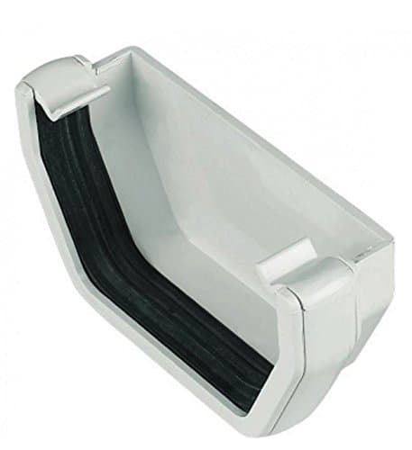 Image of FLOPLAST 114mm Square Gutter External Stop End - White - Pack of 2