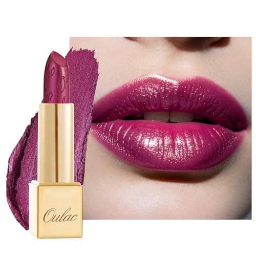 Image of OULAC Metallic Shine Glitter Lipstick, Purple High Impact Lipcolor, Lightweight Soft and Ultra Hydrating, Long Lasting, Vegan & Cruelty-Free, Full-Coverage Lip Color 4.3 g/0.15 oz Sugar Plum (04)