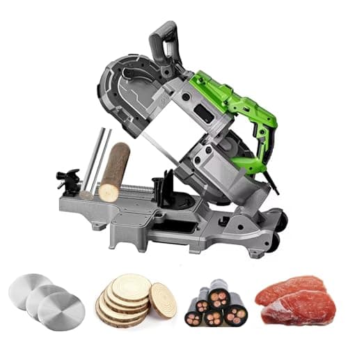 Image of dosiwlatever 1100W Benchtop Bandsaws Machine with Spare Saw Blade, Handheld Portable Metal Cutting Band Saw Removable Thickened Aluminum Base, Cuting Range 110mm×110mm, Electric Saw