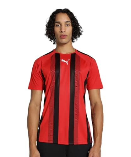 Image of PUMA Men's Teamliga Striped Jersey Shirt, Red/Black/White, M UK