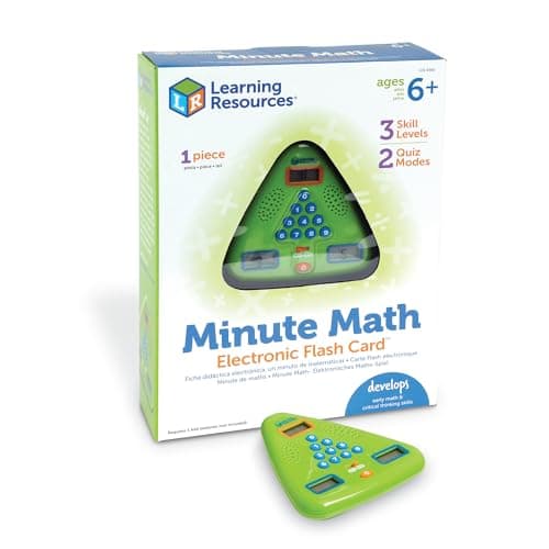 Image of Learning Resources Minute Math Electronic Flash Card, Ages 6+, Maths Travel Game, Fast-Paced Mental Arithmetic Toy with 3 Difficulty Levels, Gifts For Kids