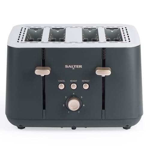 Image of Salter Marino 4-Slice Toaster - 7 Levels Of Variable Browning, Removable Crumb Tray, Self-Centring Bread Guides, Anti-Jam Function, Defrost, Reheat And Cancel Indicator Buttons, 1850W