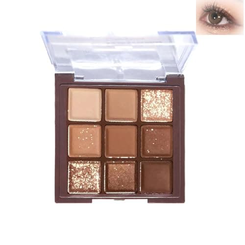 Image of 9-Color Brown Eyeshadow Palette | Matte Shimmer Glitter Neutral Shades | Highly Pigmented Natural Nude Makeup for Everyday Looks (Chocolate Brown)