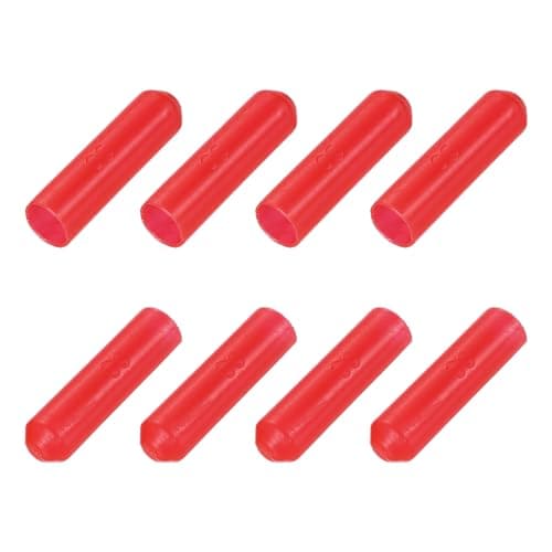 Image of sourcing map 8Pcs Heat Shrink End Cap 8mm ID x 30mm L 2:1 Ratio Heat Shrink Tubing Caps Lined Sealed Waterproof Adhesive for Electrical Wire Cable, Red