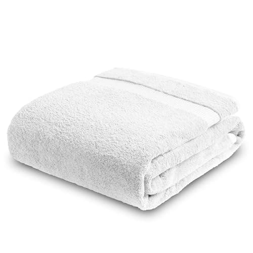 Image of Towelogy® 100% Egyptian Cotton Super Jumbo Bath Sheet 100x180cm Spa Body Wrap Extra Large Bath Towel Hotel Quality Machine Washable (Snow White, 1)