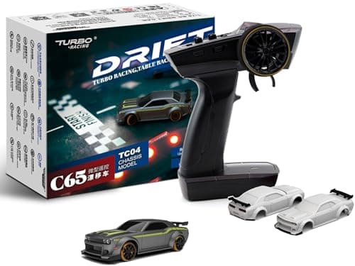 Image of FLYCOLOR Turbo Racing 1:76 Scale Drift RC Car with Gyro Mini Full Proportional RTR 2.4GHZ Remote Control with 2 Replaceable Body Shell (C65-GREY)
