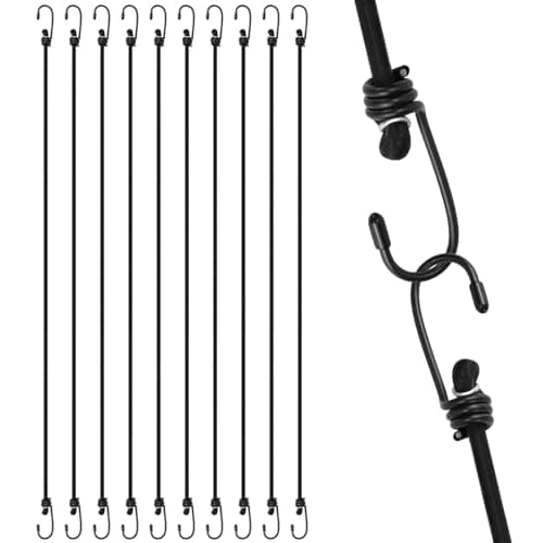 Image of QWORK® 10 Pack 40" (100CM) Bungee Cords with Hooks, Multipurpose Bungee Straps for Cycling, Hiking, and DIY projects