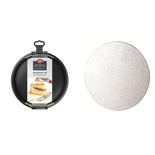 Image of Tala Performance, Loose Base Round Sandwich Cake Tin, Professional Gauge Carbon Steel with Non-Stick Coating, 20 cm / 8" Cake Pan; Ideal for Cakes, sponges and Tiered Cakes Round Cake Board