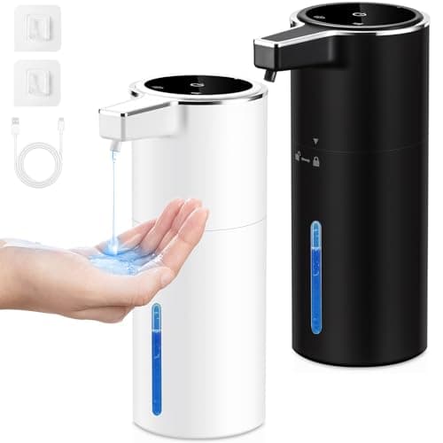 Image of Automatic Liquid Soap Dispenser,400ML Touchless Electric Hand Soap Dispenser,USB-C 1800mAh w/Smart Sensor,4-Level Thick/Thin Adjustable,Wall Mount or Countertop,Waterproof for Kitchen,Bathroom (White)