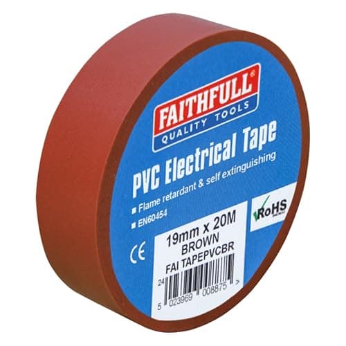 Image of Faithfull FAITAPEPVCBR PVC Electrical Tape 19 mm x 20 m - Brown