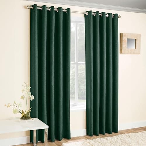 Image of Enhanced Living Vogue Green 66 x 54 inch (168x137cm) Eyelet Thermal Noise Reducing Dim Out Curtains for Bedroom and Living Room