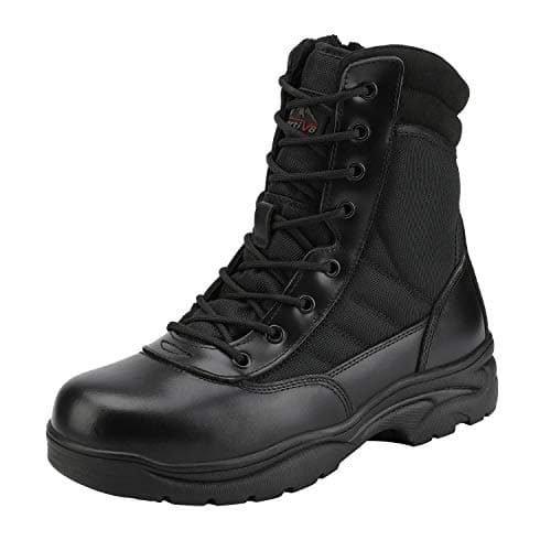 Image of NORTIV 8 Men's Army Boots Side Zipper Lace Up Outdoor Motorcycle Combat Bootie Lace Up Army Tactical Combat Boots,Size 11,Black,Trooper
