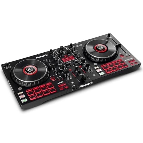 Image of Numark Mixtrack Platinum FX Serato DJ Controller with Jog Wheel Displays, 4 Decks, Mixer, Effects Paddles and Audio Interface