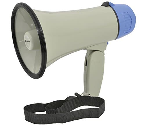 Image of Adastra Portable Megaphone Bull Horn Public Speaker with Siren & Volume Control Battery Operated Voice Hailer for Events, Sports Day, Crowd Control, Clear 200m Range, Compact Carry Strap