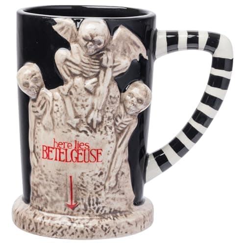 Image of Silver Buffalo Beetlejuice Here Lies Ceramic 3D Sculpted Mug