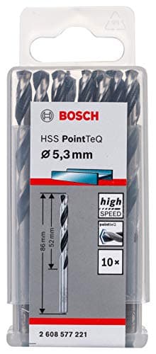Image of Bosch Professional 10-piece PointTeQ HSS Twist Drill Bit (for Metal, 5.3 x 52 x 86 mm, Drill Driver Accessories)