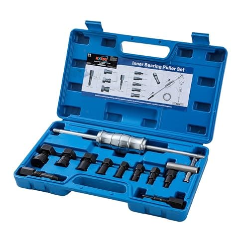 Image of KATSU Tools 12-Piece Blind Hole Inner Bearing Puller Kit with Slide Hammer and Expandable Collets 8-32mm for Auto & Motorcycle Workshop, Model 450745
