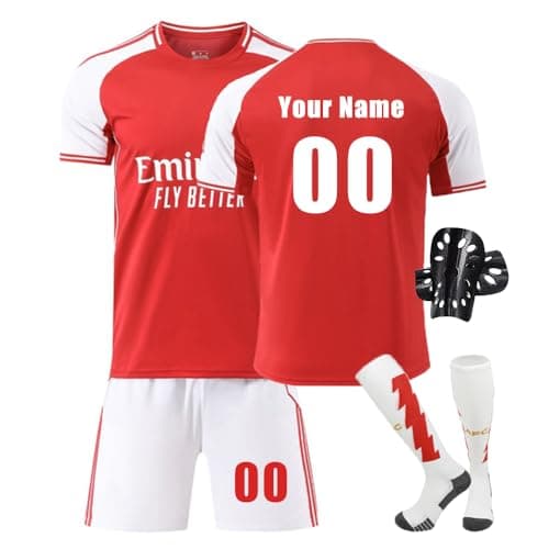 Image of Personalised Football Kit with Name Number for Boys Girls Football Kits Home Away Shirts Shorts Set Fans Gifts for Kids and Adult (A1, One Size)