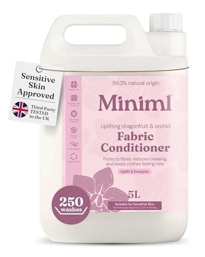 Image of Miniml Natural Fabric Softener & Conditioner 5L Refill - Pink Dragonfruit & Orchid Scented All Natural Fabric Softener for Sensitive Skin - 100% Vegan & Cruelty Free (250 Washes)