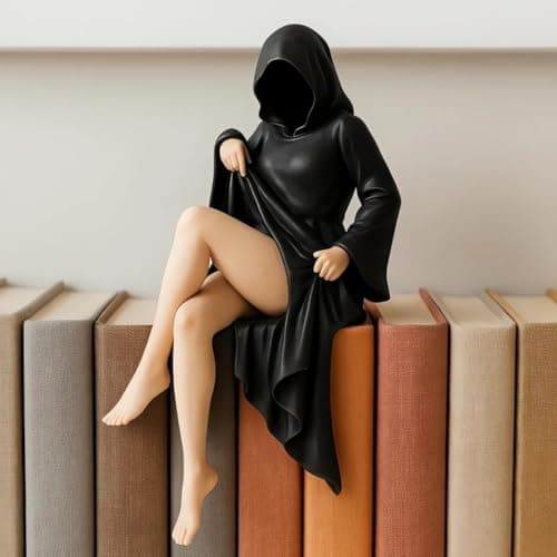 Image of KARLOR Gothic Women's Figure Sculpture with Black Robe, Sexy Gothic Female Figurine Sculpture Table Decoration Statue Girl Figure Ornaments Halloween Desktop Desk Bookshelf Car Decoration (B)