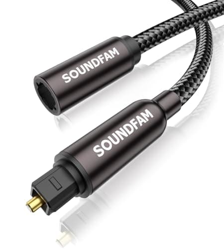 Image of SOUNDFAM Optical Extension Cable Toslink Cable Male to Female Fiber Optic Cable Hi-Fi Sound Optical Cord for Home Theater,Sound bar,TV ad More-Black(1M)