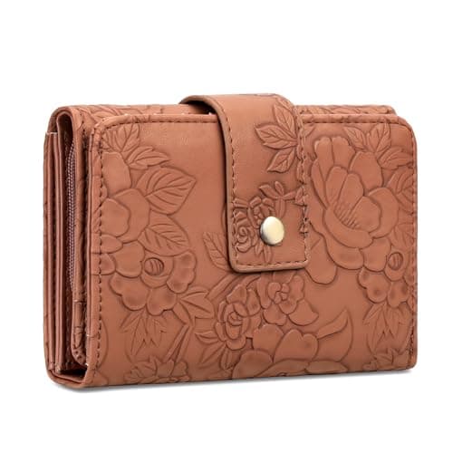 Image of SENDEFN Small Purses for Women RFID Blocking Leather Bifold Flap Ladies Purse Zipper Coin Purse with Card Slots and Cash Section