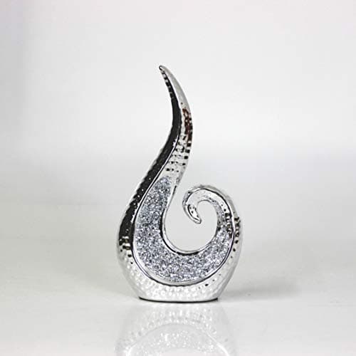Image of The Leonardo Collection Resin Stylish Silver Swirl Textured Diamonte Bling Decorative Sculpture Ornament Gift
