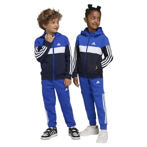 Image of adidas Kids Tiberio Colorblock Fleece Tracksuit Blue/grey 5-6 Years