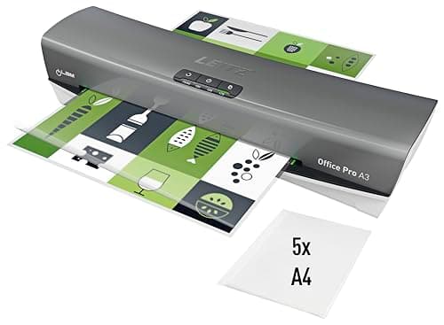 Image of Leitz iLAM Office Pro A3 Laminator – Ultra-Fast 1-Minute Warm-Up, 75-125 Micron, Smart LED Status, Entry Guide LEDs, Anti-Jam, Auto Shut-Off, Includes 5 x A4 Laminating Pouches, Grey/ White, 75181084