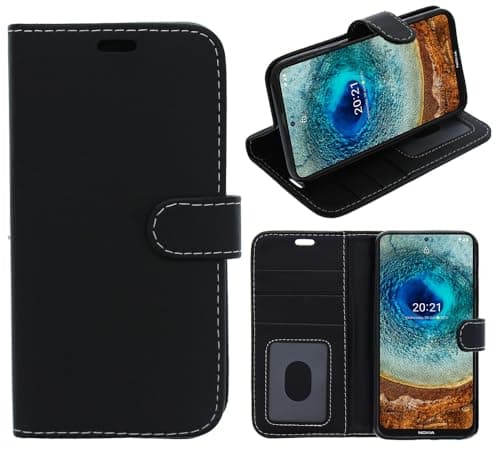 Image of For Nokia 7.1 Case, Cover, Flip, Wallet, Folio, Leather Gel with Audio Cutout, Access to Ports, Card and Money Slots, Photo ID Section and Kickstand (Black, Nokia 7.1)
