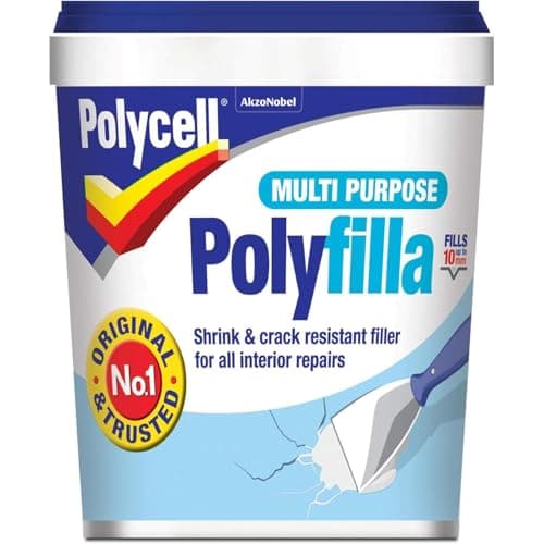 Image of Polycell Polyfilla Multi Purpose 1KG Ready Mixed Filler Tub Fill 10mm Holes in One Go Interior Use Quick Dry Repaint able Recoat able Easy to Sand Smooth (1 KG)