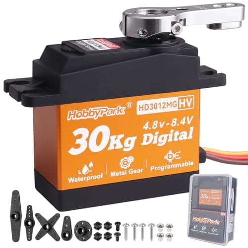 Image of HobbyPark Waterproof 30kg Servo High Torque RC Steering Servo Metal Gear All Stainless Steel Gears for 1/12 1/8 1/10 RC Cars,Crawler, Truck, Buggy, Robotic, Control Angle 180°, Powerful & Fast
